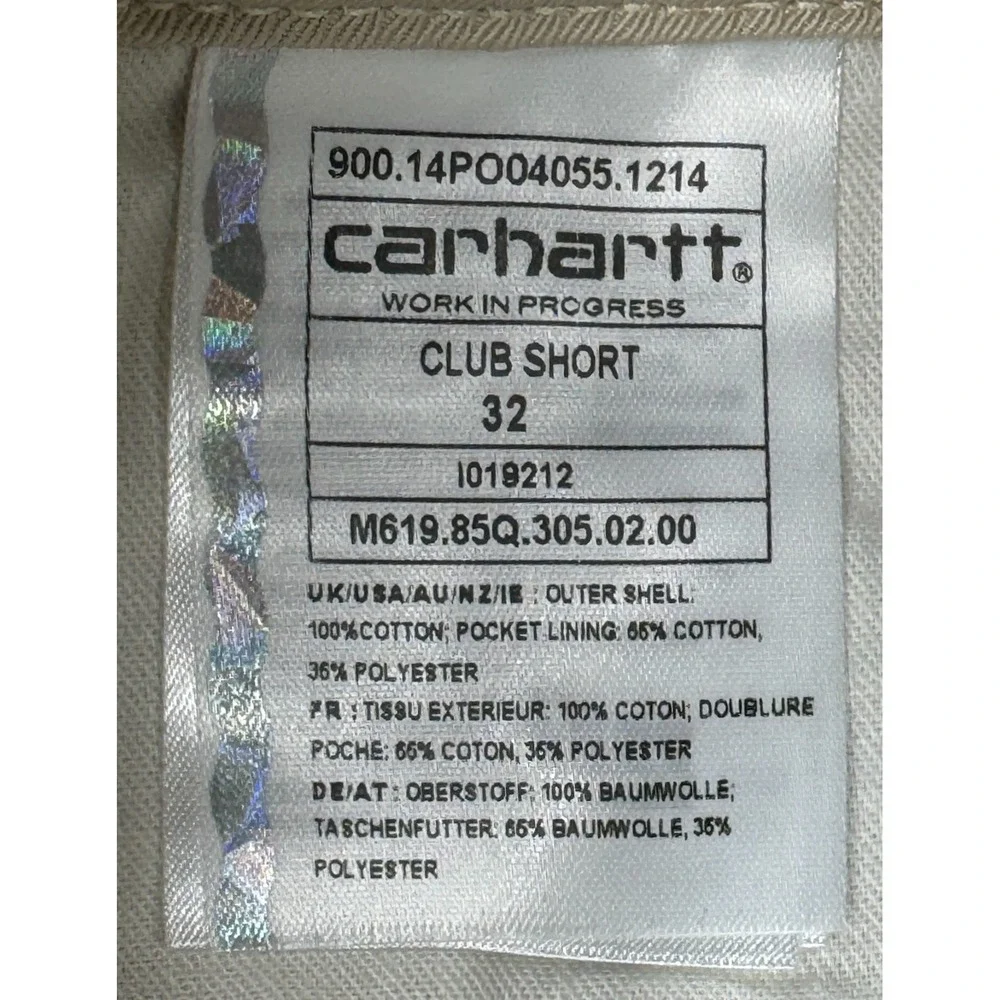 Carhartt Club Short Questa Multicolored Men's Khaki Shorts Size 32